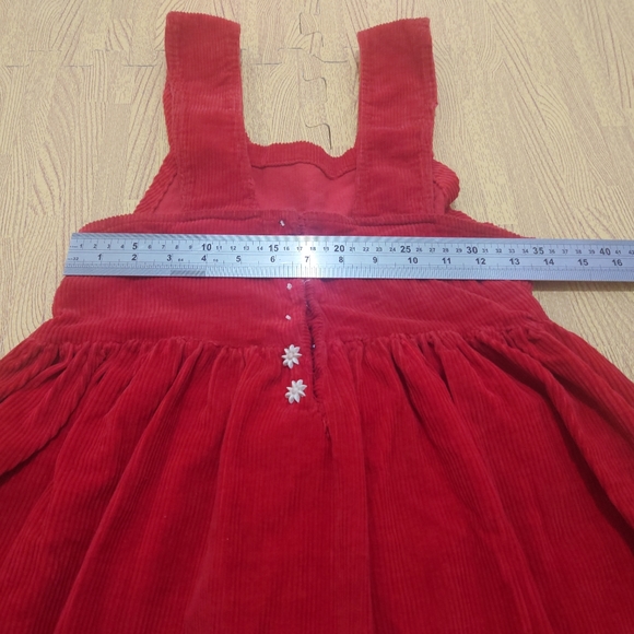 Vintage Unbranded Cordoruy Pinafore Dress Women's Red Dungaree Small - Picture 6 of 9
